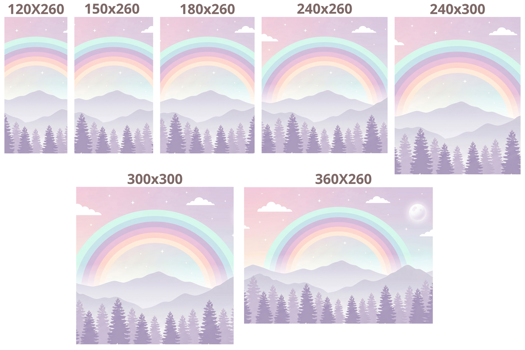 Magical Pastel Rainbow & Pine Forest Wall Mural Dreamy Twilight Mountain Wallpaper