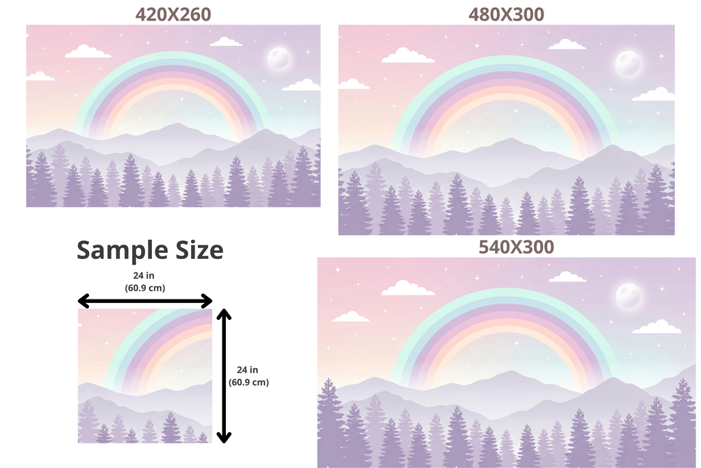 Magical Pastel Rainbow & Pine Forest Wall Mural Dreamy Twilight Mountain Wallpaper