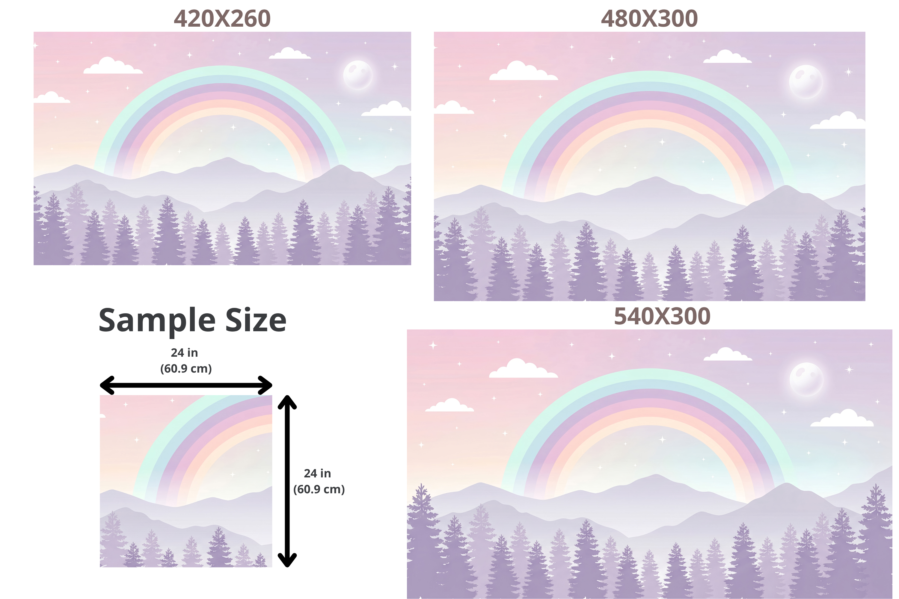 Magical Pastel Rainbow & Pine Forest Wall Mural Dreamy Twilight Mountain Wallpaper