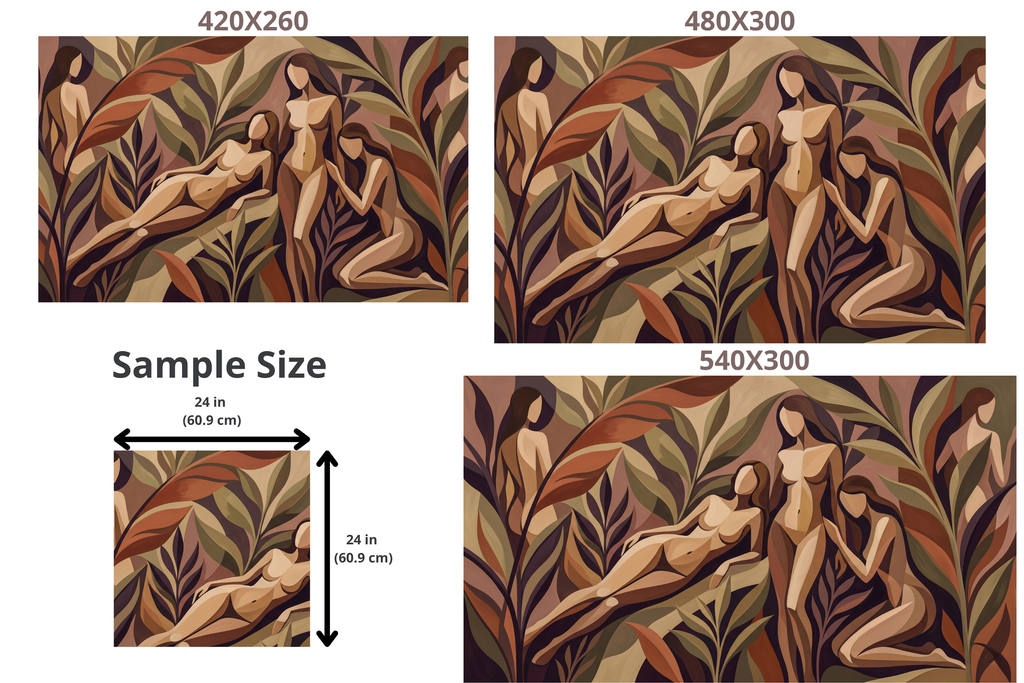 Mid-Century Modern Earthy Wall Mural Warm Cubist Female Silhouette Wallpaper