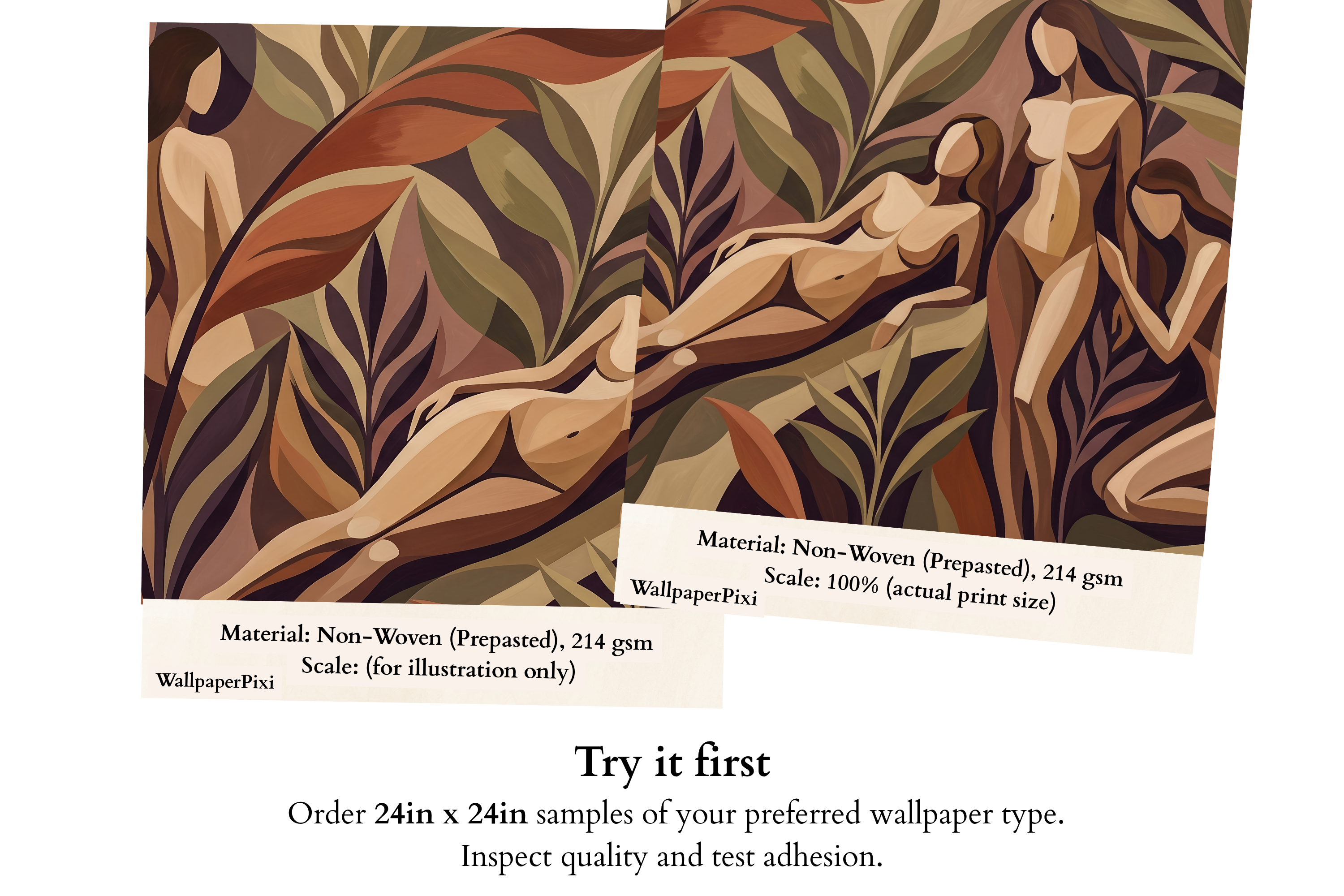 Mid-Century Modern Earthy Wall Mural Warm Cubist Female Silhouette Wallpaper