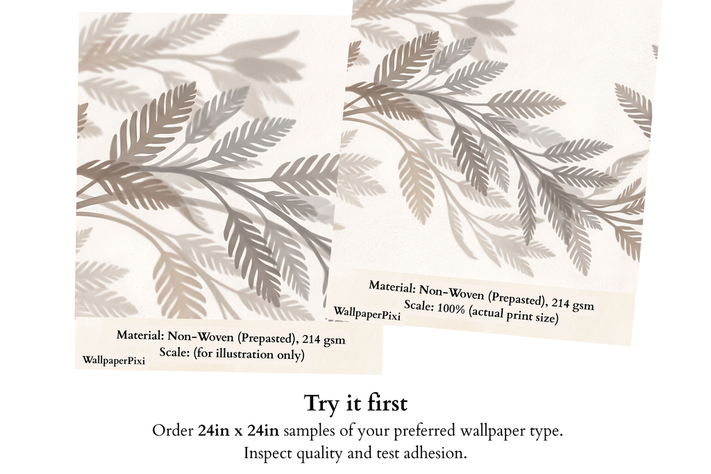 Minimalist Botanical Shadow Wall Mural Elegant Neutral Japandi Leaf Wallpaper