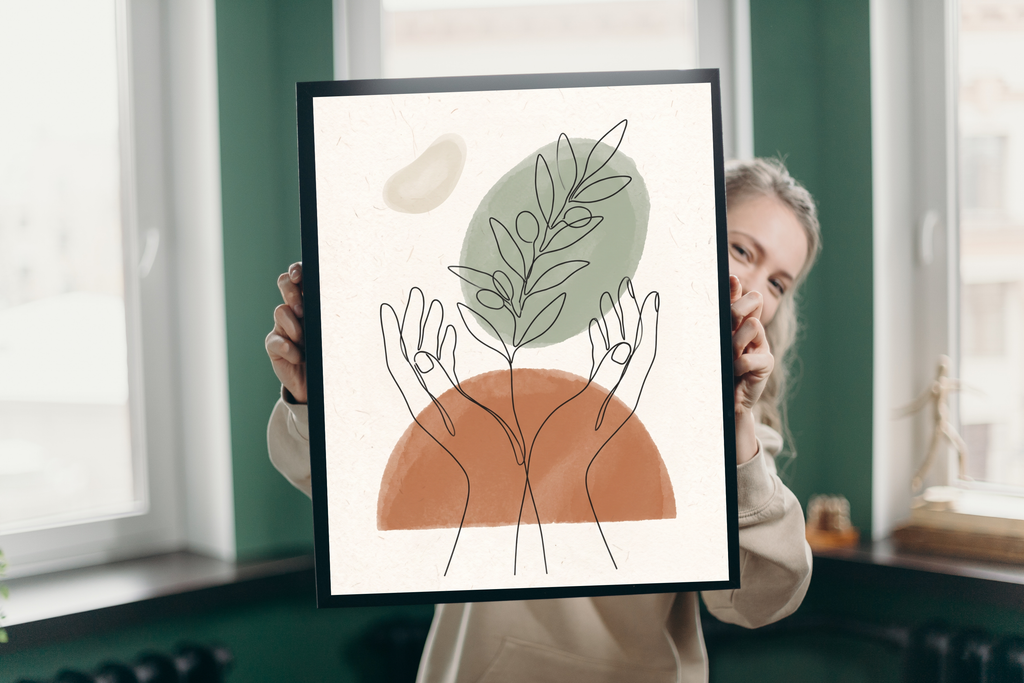 Minimalist Olive Branch Line Art Canvas Print Boho Botanical Abstract Wall Decor