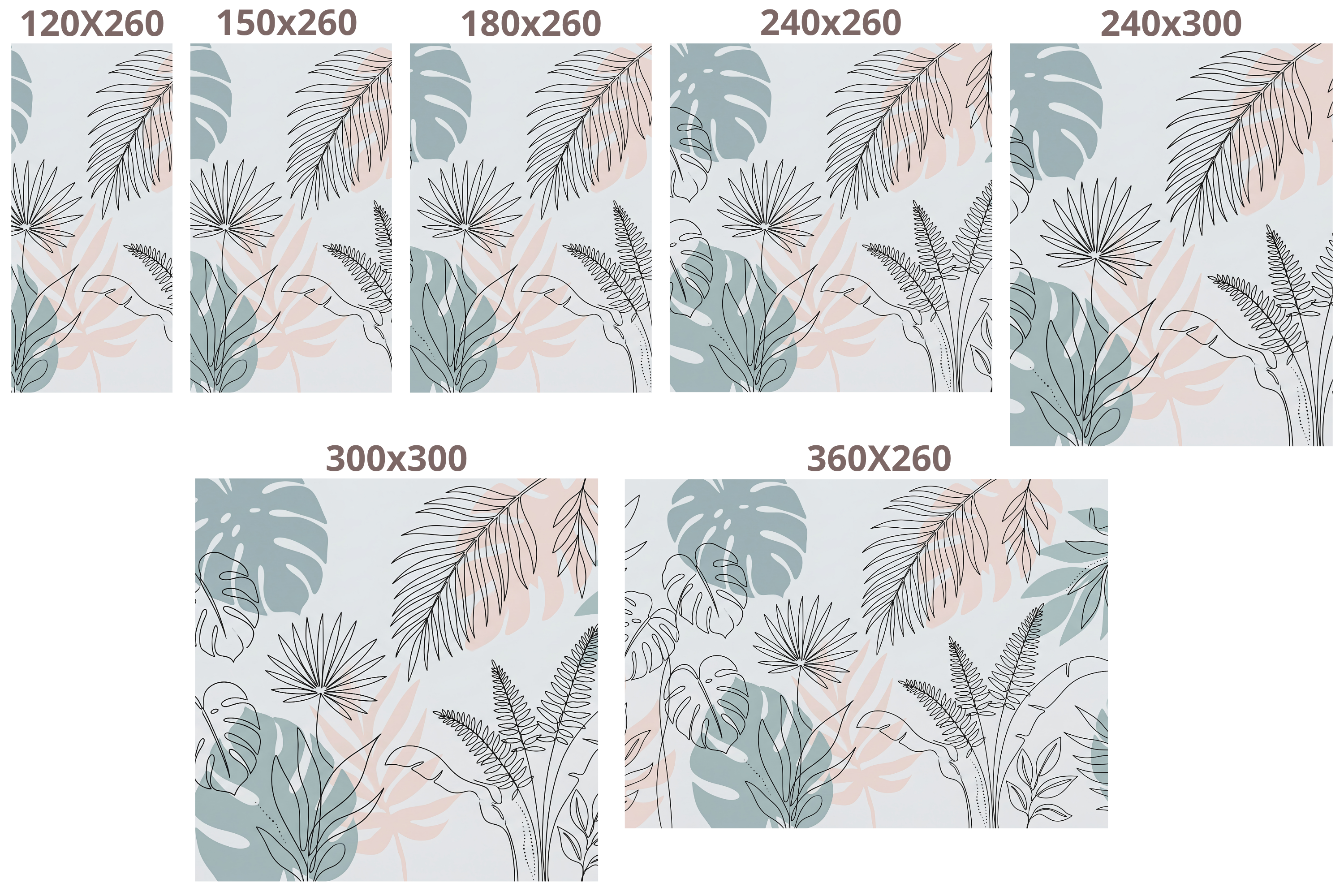 Minimalist Tropical Line Art Wall Mural Pastel Boho Botanical Wallpaper