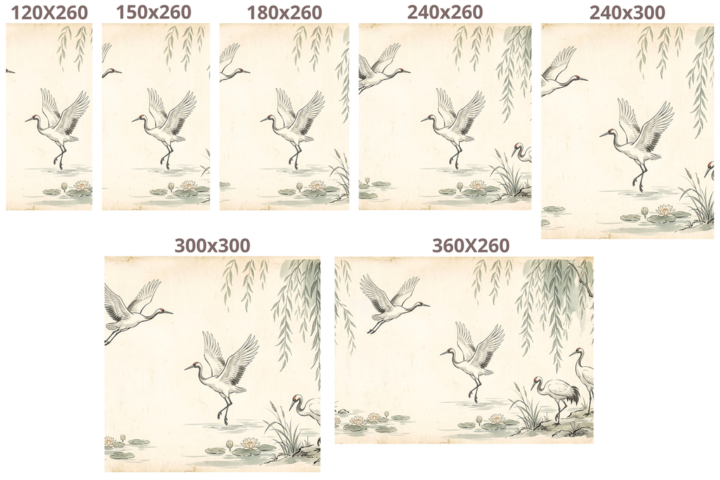 Moisture Resistant Bathroom Wallpaper Crane Willow Peel and Stick Mural