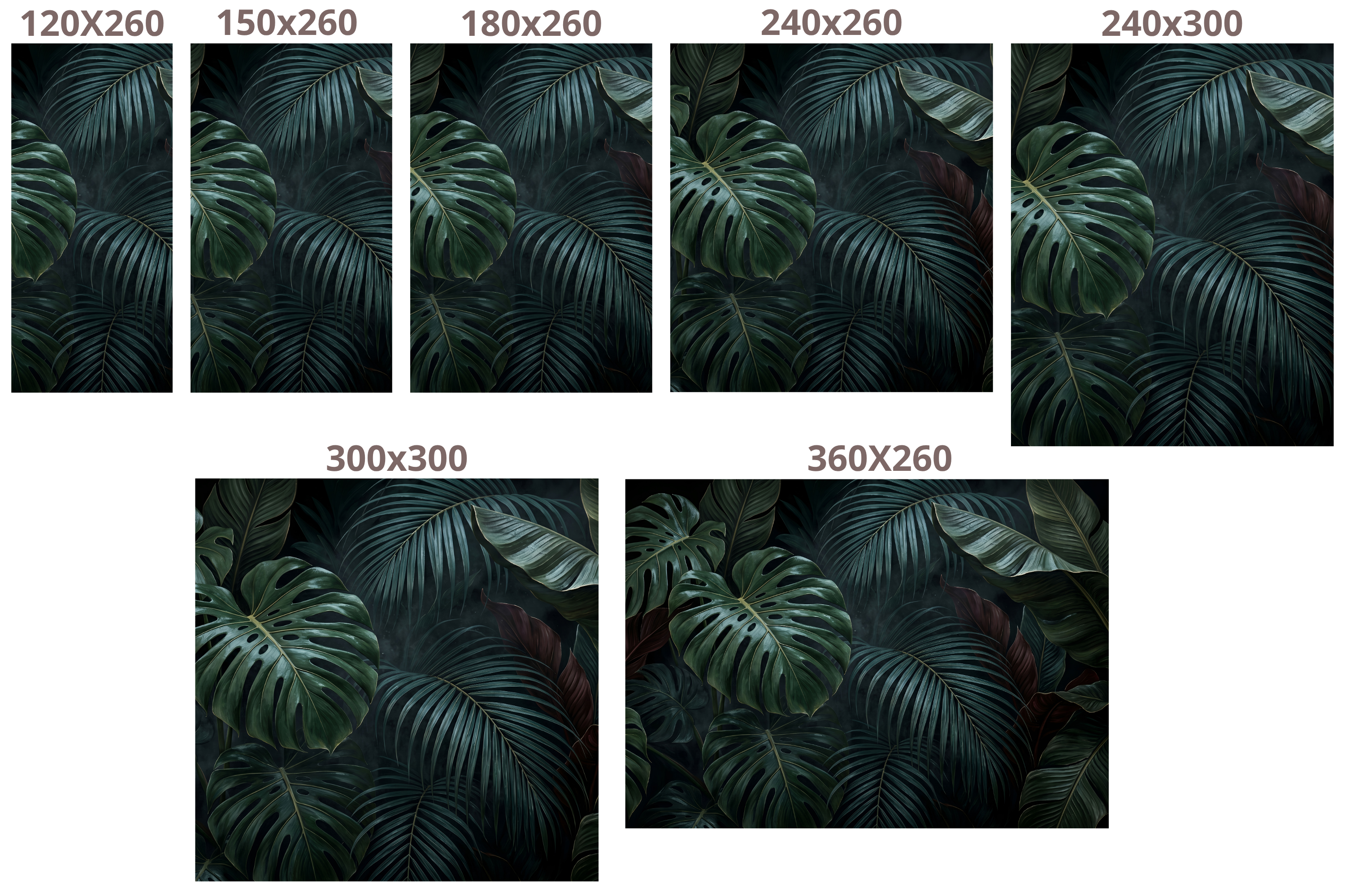 Moisture Resistant Bathroom Wallpaper Dark Tropical Leaf Peel and Stick Mural Decal
