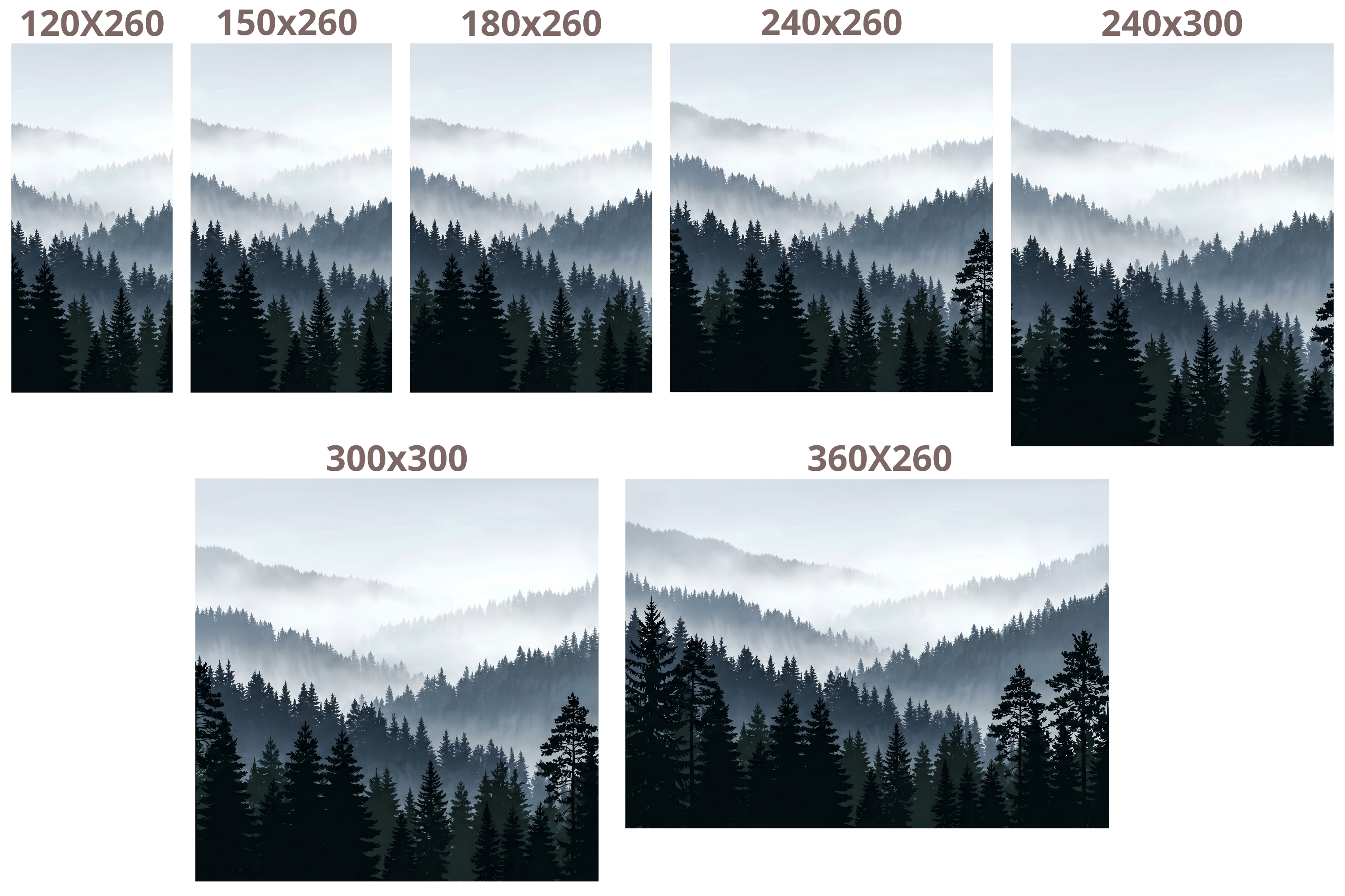 Moisture Resistant Bathroom Wallpaper Misty Forest Peel and Stick Mural