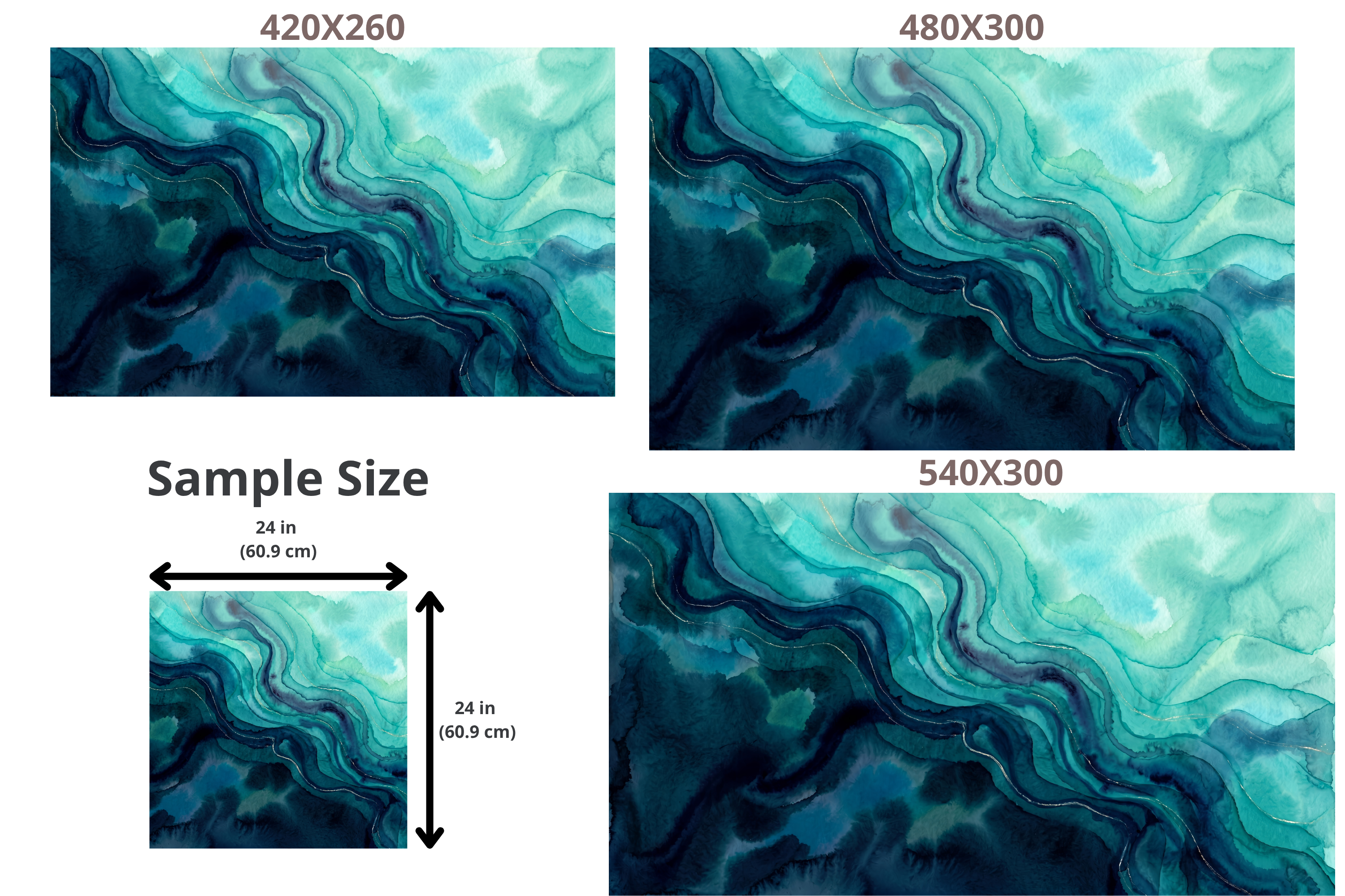 Moisture Resistant Bathroom Wallpaper Ocean Abstract Peel and Stick Mural