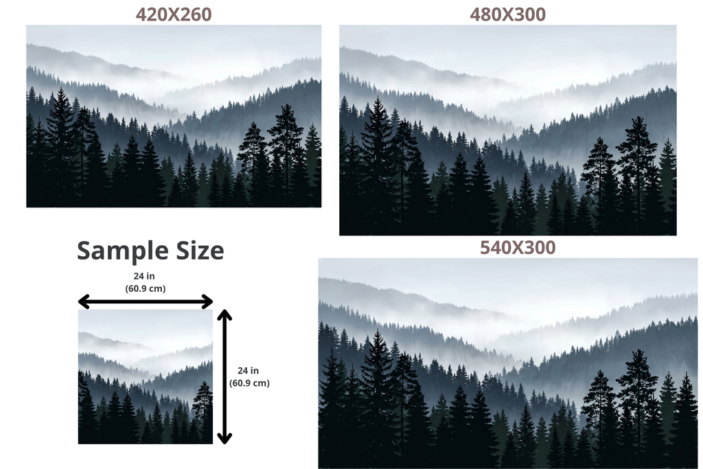 Moisture Resistant Bathroom Wallpaper Misty Forest Peel and Stick Mural
