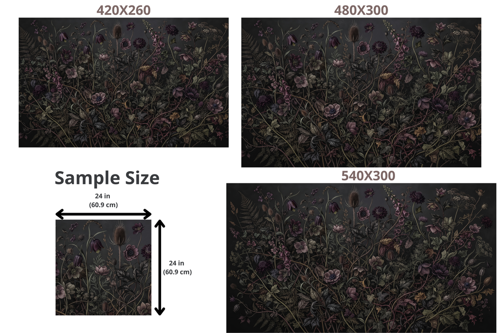 Moody Dark Botanical Floral Wall Mural Vintage Academia Midnight Garden Wallpaper