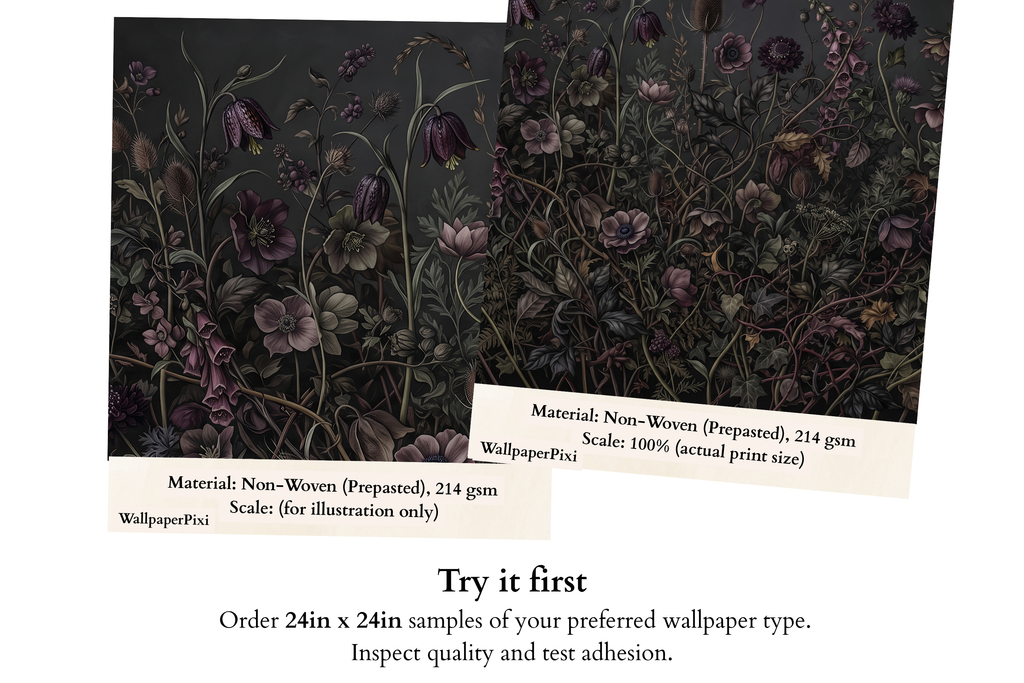 Moody Dark Botanical Floral Wall Mural Vintage Academia Midnight Garden Wallpaper