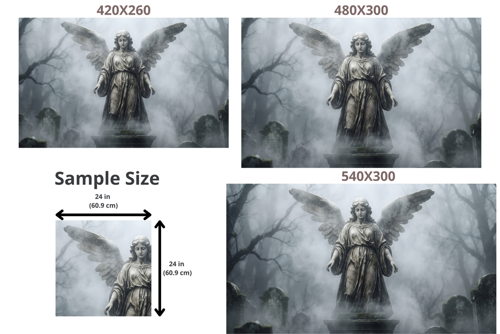 Moody Gothic Angel Cemetery Wall Mural Dark Academia Misty Graveyard Wallpaper