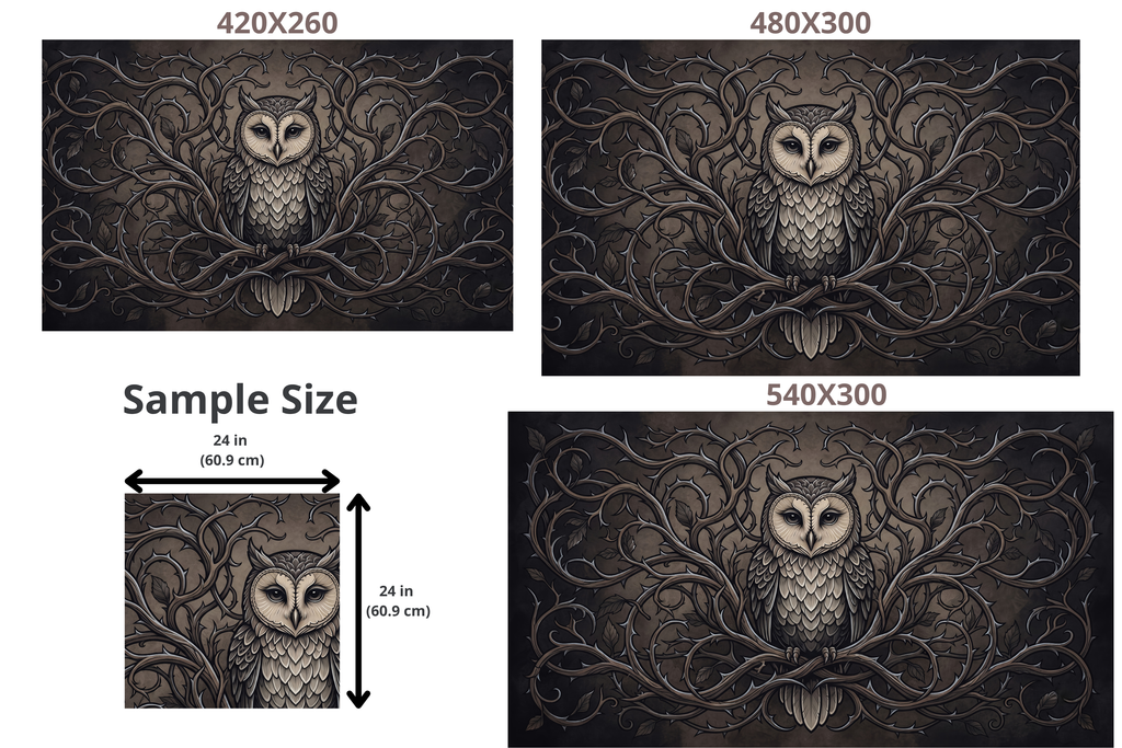 Moody Gothic Owl & Thorny Vine Wall Mural Dark Academia Vintage Engraving Wallpaper