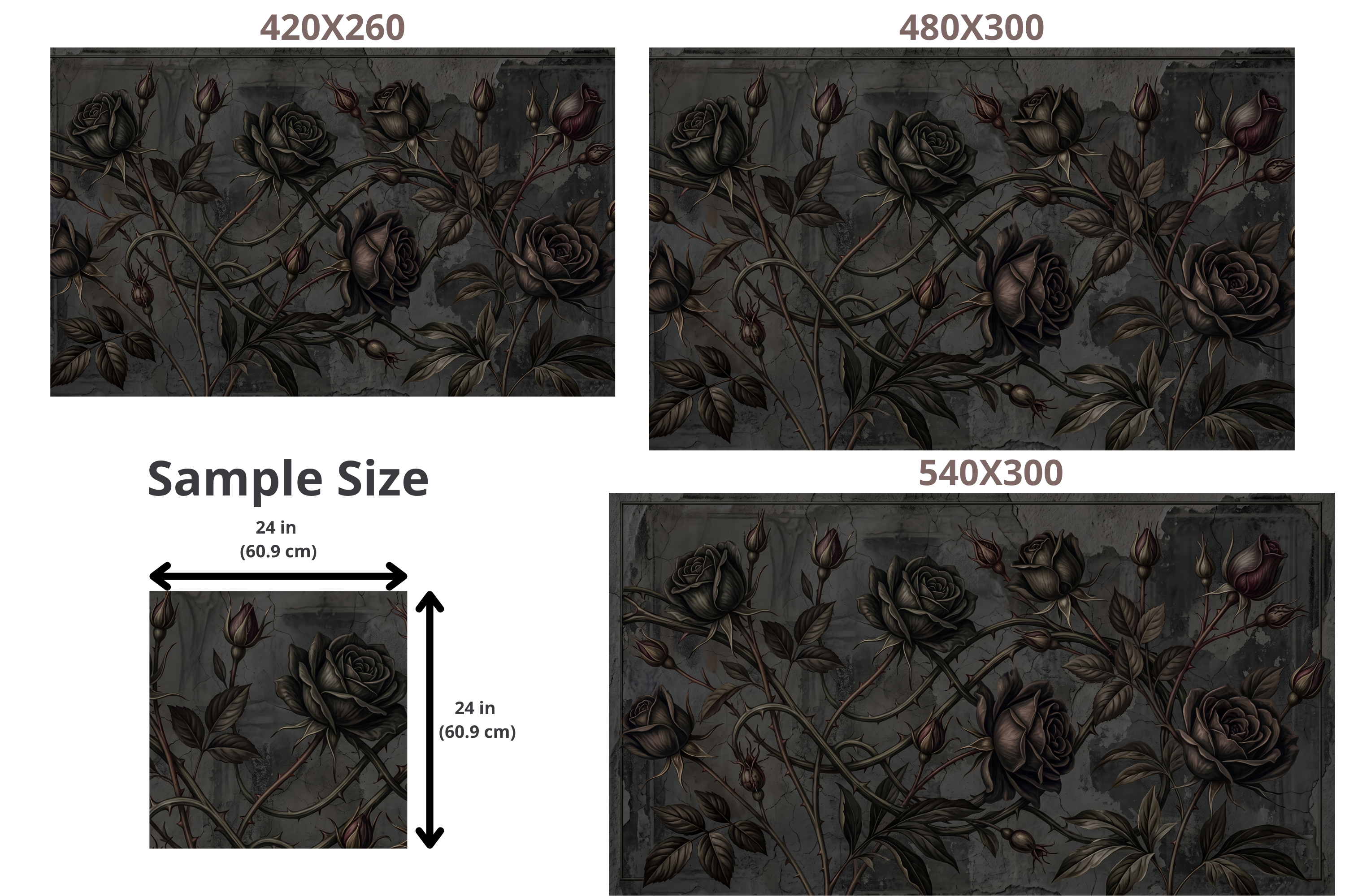 Moody Gothic Rose Vine Wall Mural Dark Botanical Grunge Peel Stick Wallpaper
