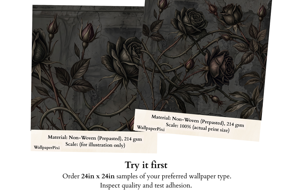 Moody Gothic Rose Vine Wall Mural Dark Botanical Grunge Peel Stick Wallpaper