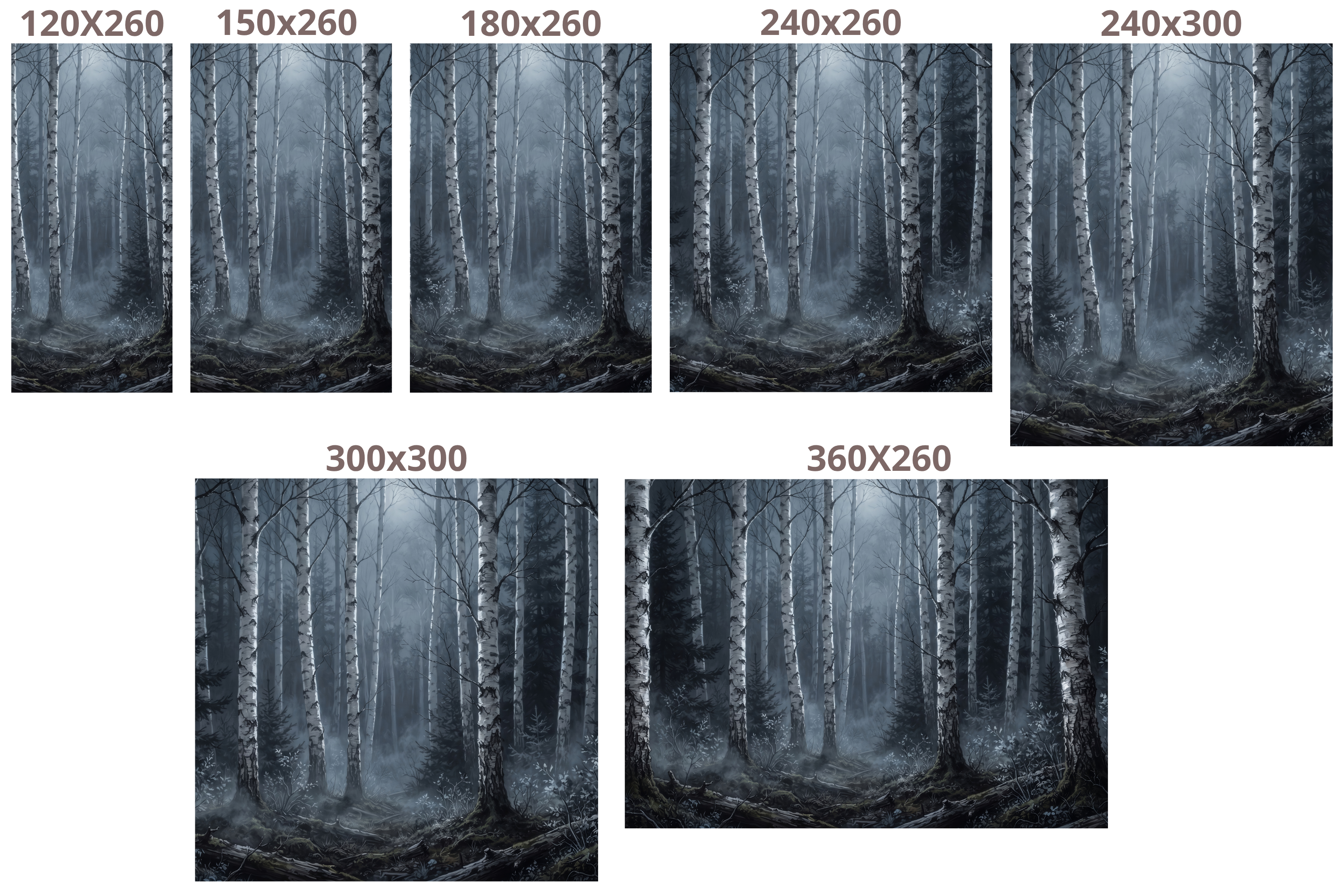 Moody Nighttime Birch Forest Wall Mural Dark Gothic Woodland Wallpaper