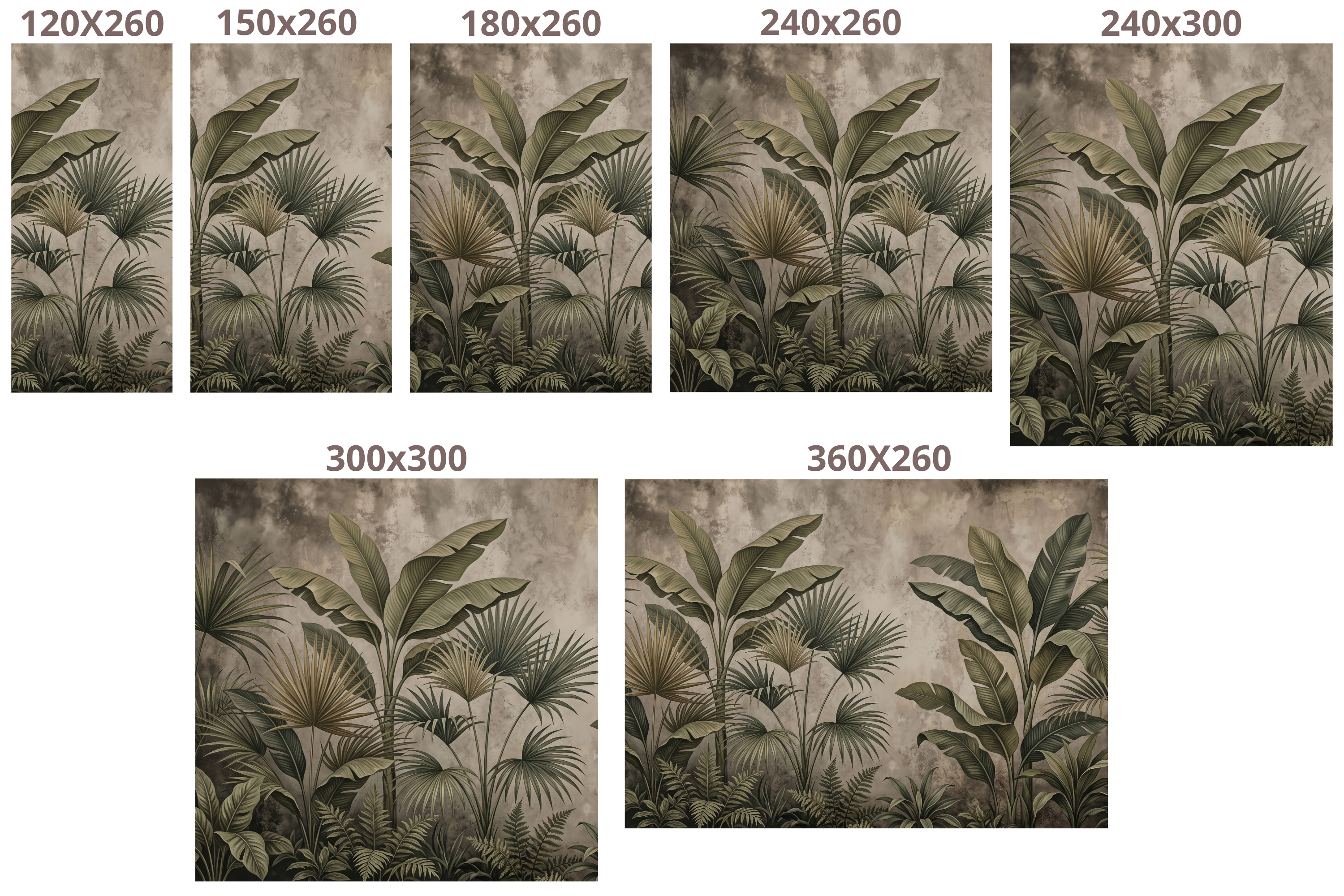 Moody Rustic Tropical Botanical Wall Mural Distressed Jungle Palm Wallpaper