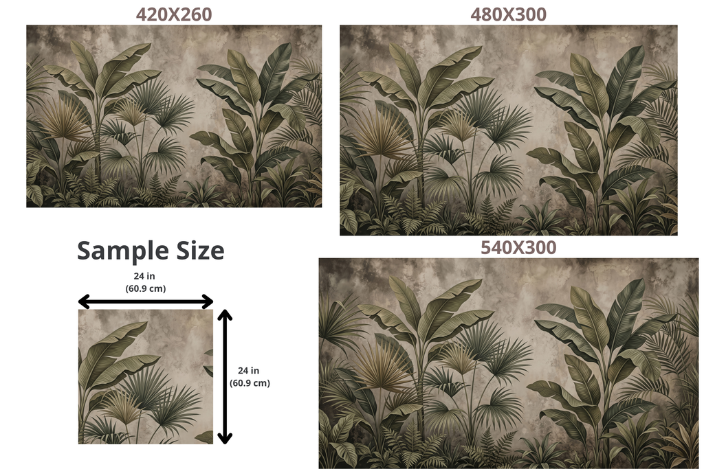 Moody Rustic Tropical Botanical Wall Mural Distressed Jungle Palm Wallpaper