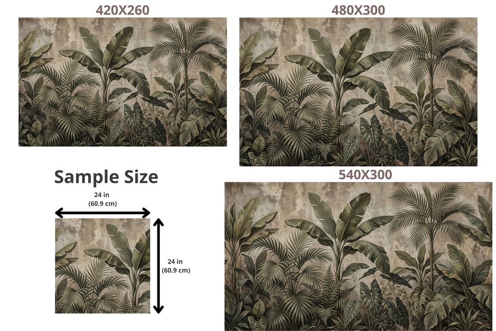Moody Vintage Tropical Jungle Wall Mural Distressed Botanical Palm Peel Stick Wallpaper