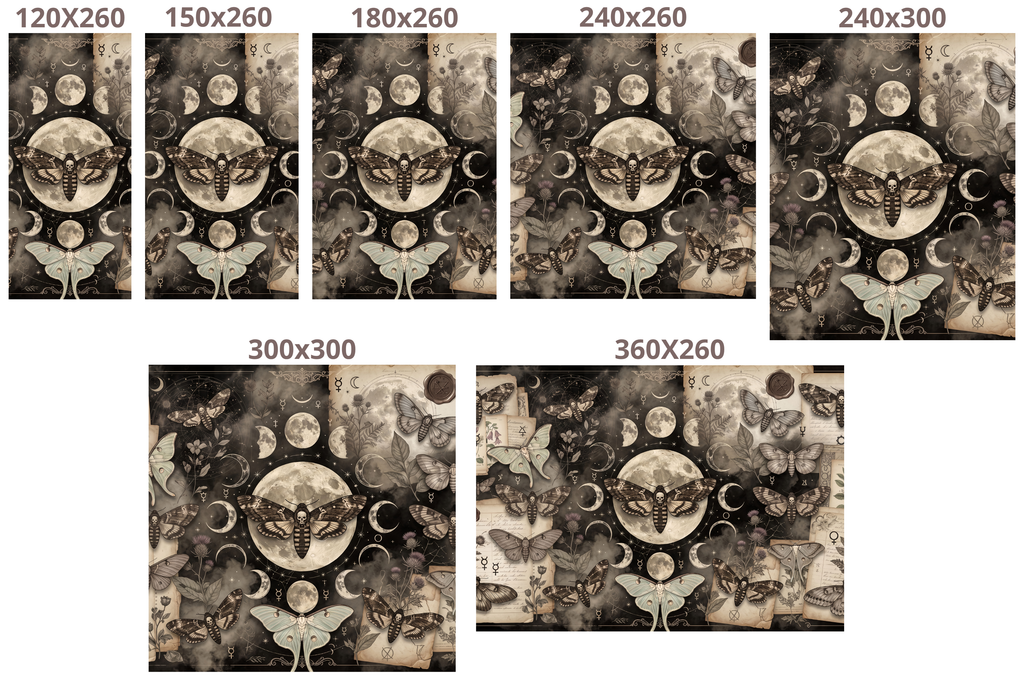 Mystical Moth & Moon Phase Wall Mural Dark Academia Gothic Collage Wallpaper