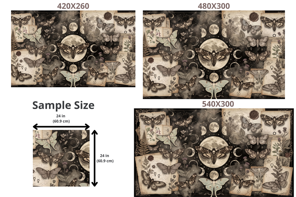 Mystical Moth & Moon Phase Wall Mural Dark Academia Gothic Collage Wallpaper