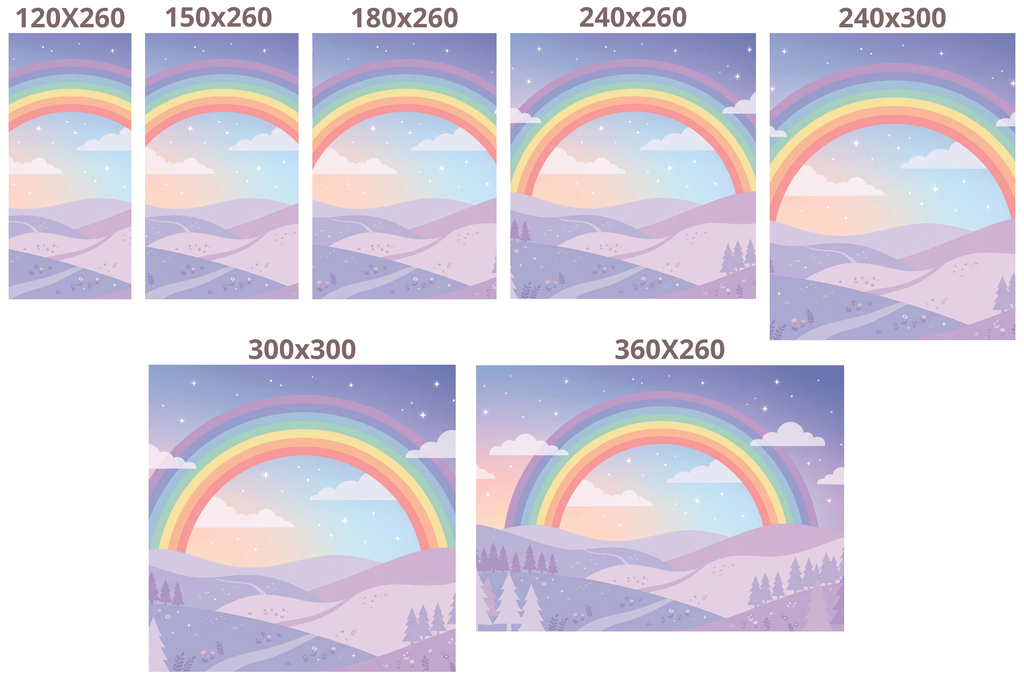 Pastel Rainbow & Starry Sky Wall Mural Dreamy Magical Landscape Nursery Wallpaper