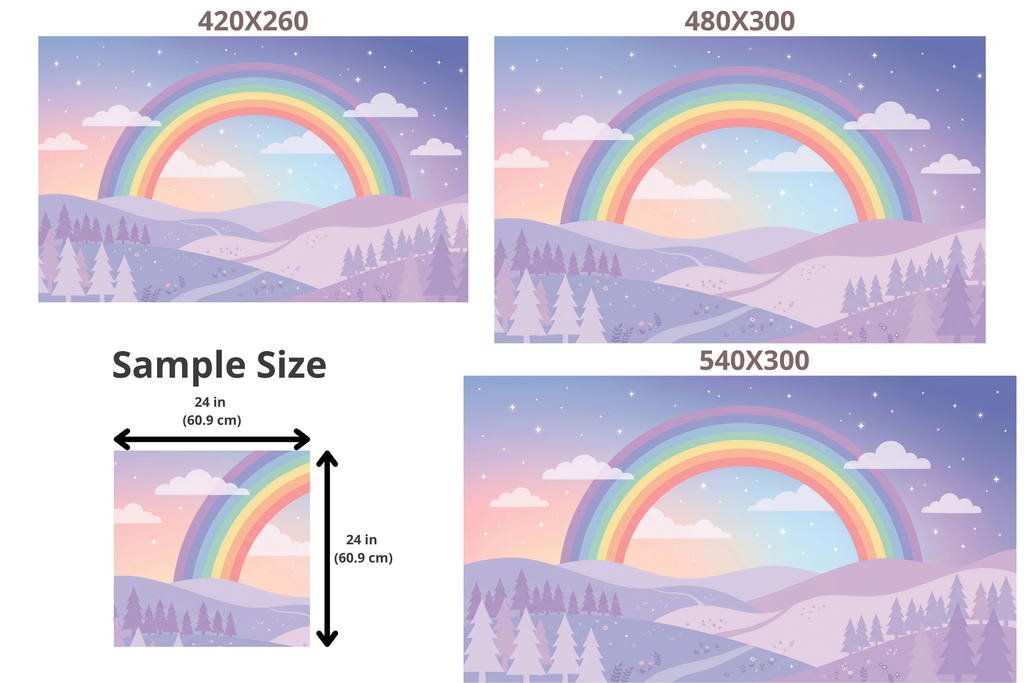 Pastel Rainbow & Starry Sky Wall Mural Dreamy Magical Landscape Nursery Wallpaper