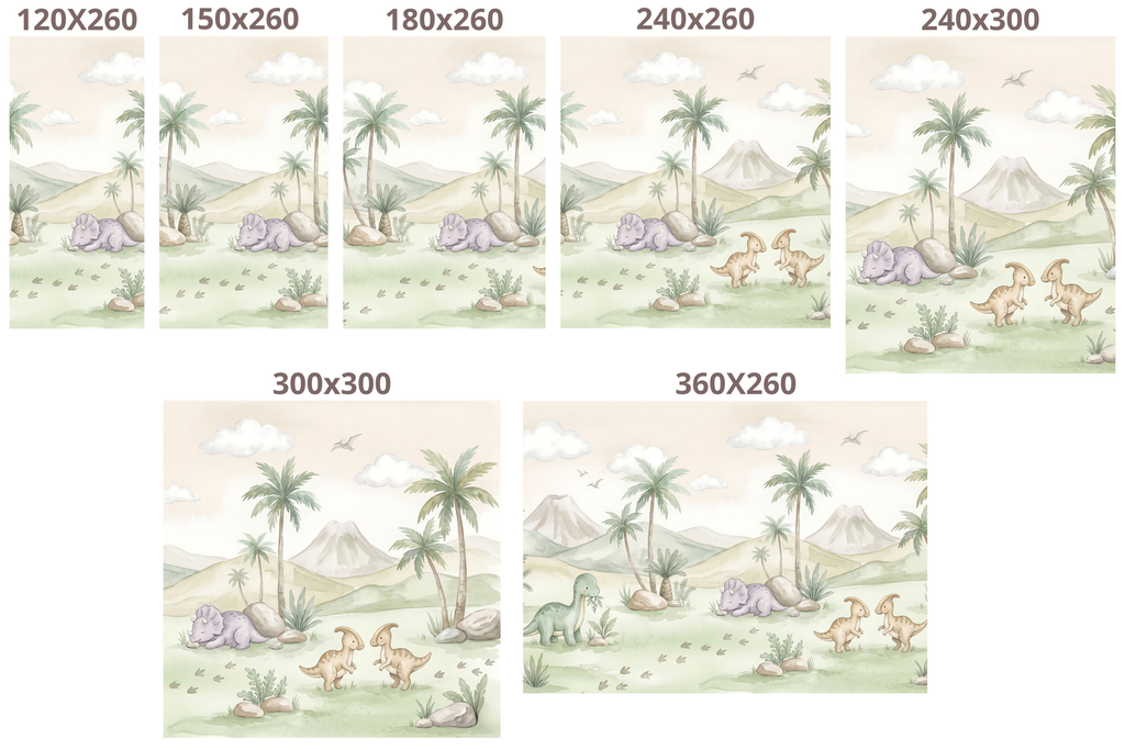 Pastel Watercolor Baby Dinosaur Wall Mural Sweet Prehistoric Nursery Wallpaper
