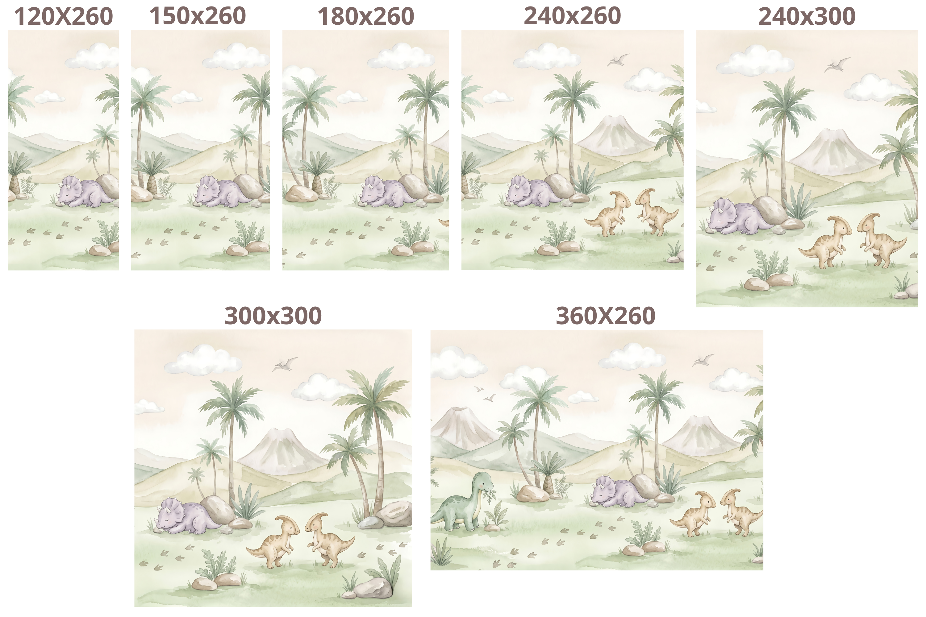 Pastel Watercolor Baby Dinosaur Wall Mural Sweet Prehistoric Nursery Wallpaper