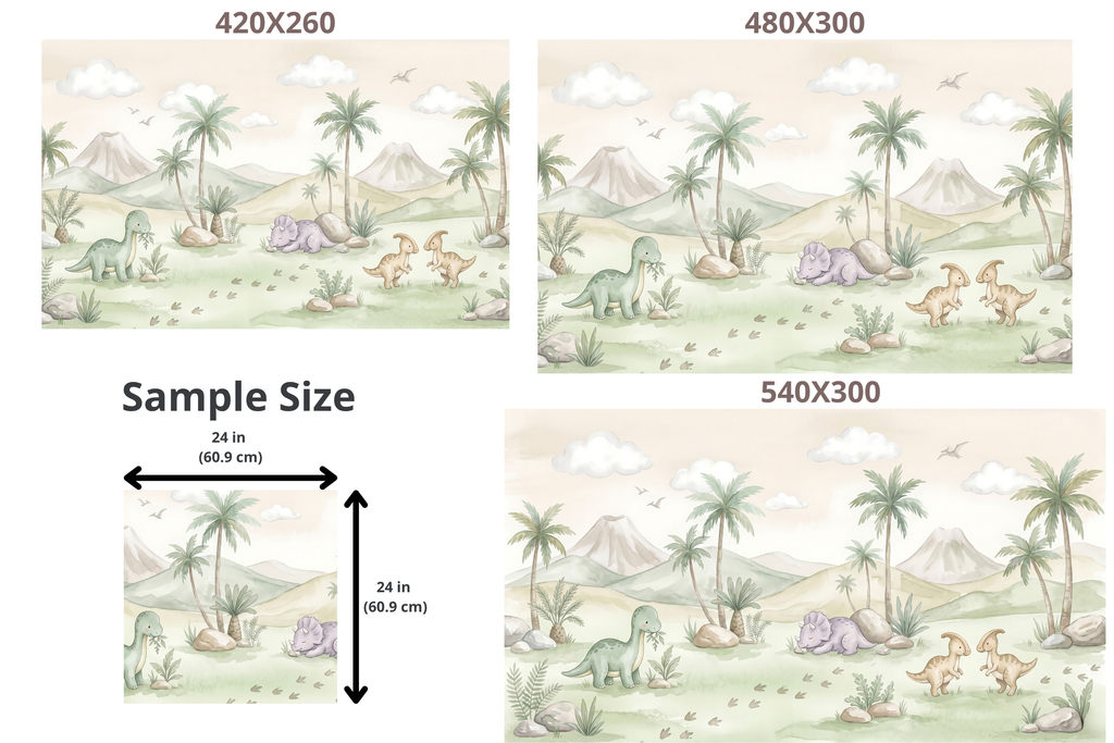 Pastel Watercolor Baby Dinosaur Wall Mural Sweet Prehistoric Nursery Wallpaper