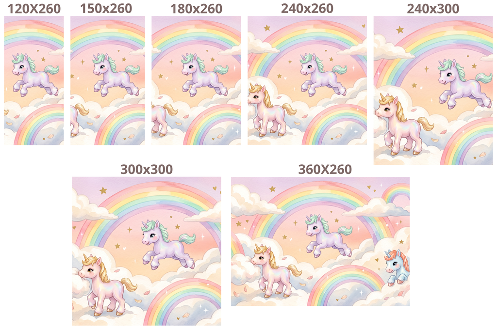Pastel Watercolor Unicorn & Rainbow Wallpaper Magical Cloud Nursery Wall Mural
