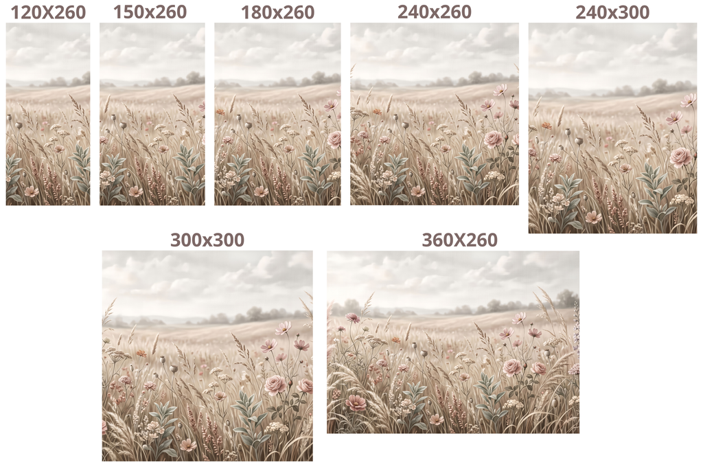 Pastel Wildflower & Pampas Meadow Wall Mural Serene Boho Prairie Landscape Wallpaper