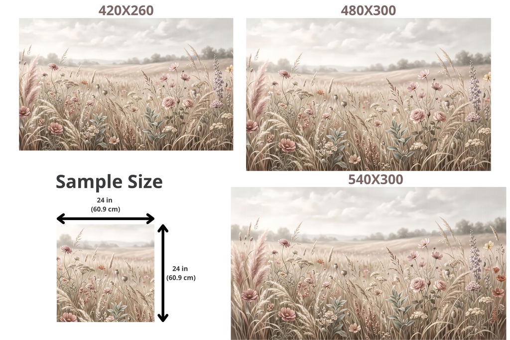 Pastel Wildflower & Pampas Meadow Wall Mural Serene Boho Prairie Landscape Wallpaper