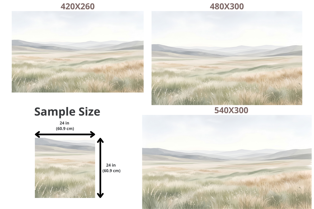 Serene Watercolor Prairie Landscape Wall Mural Neutral Meadow Peel Stick Wallpaper