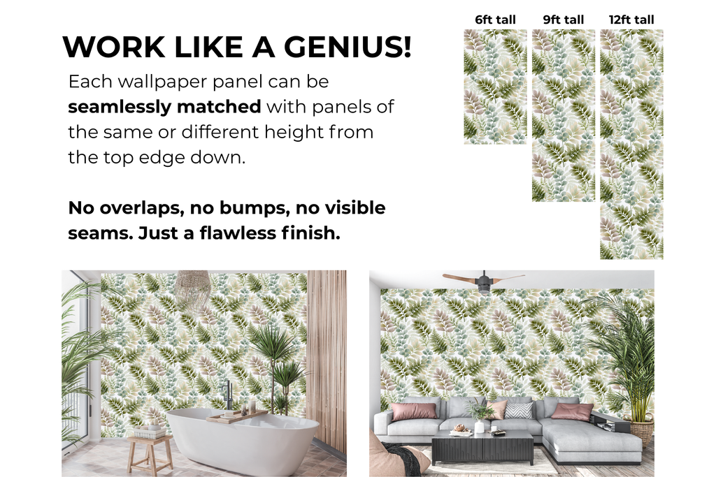 Subtle Watercolor Botanical Wallpaper Soft Sage & Eucalyptus Leaf Wall Mural