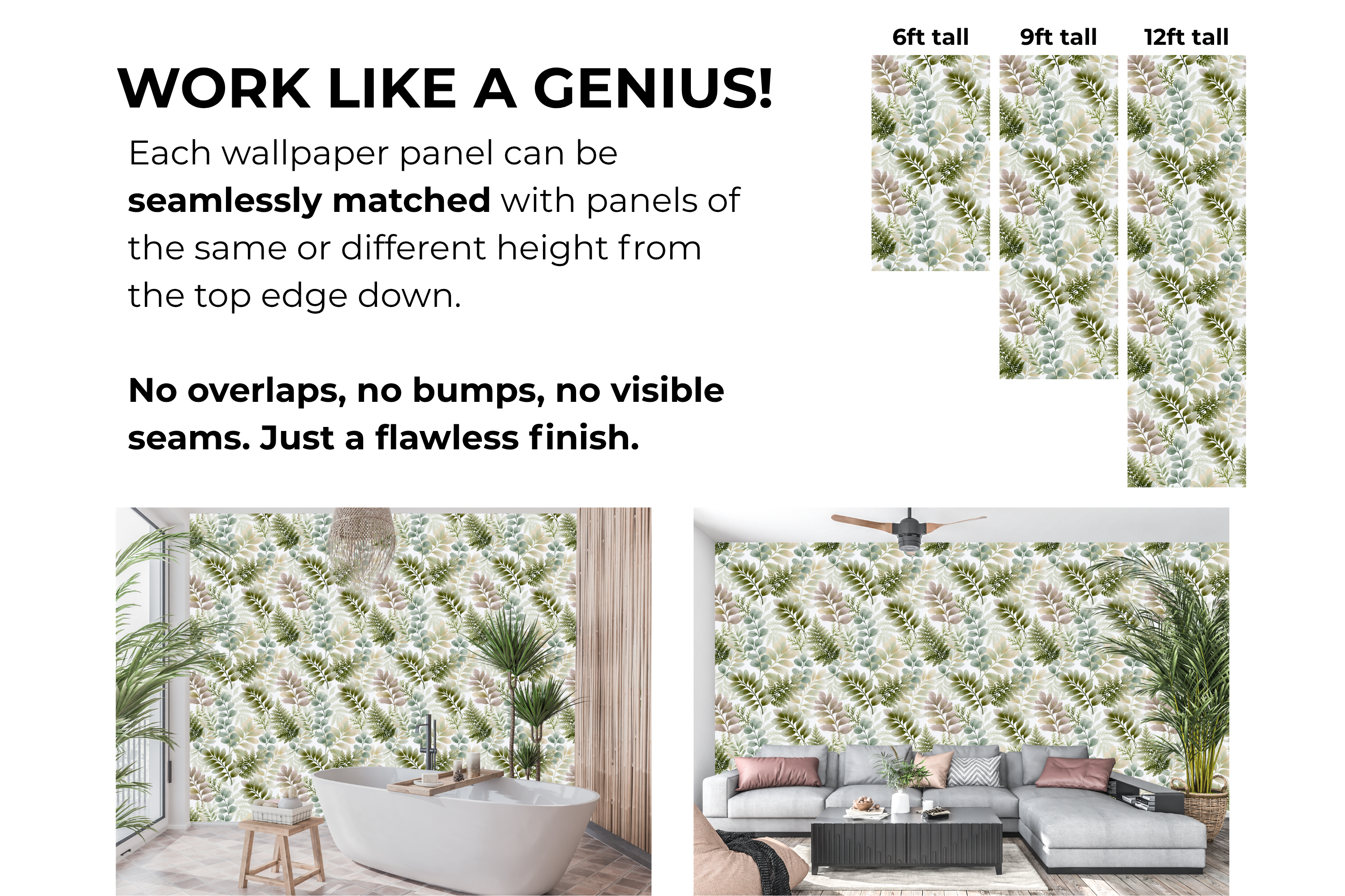 Subtle Watercolor Botanical Wallpaper Soft Sage & Eucalyptus Leaf Wall Mural