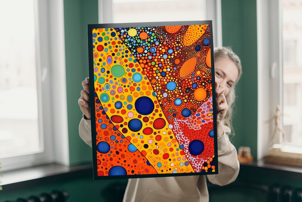 Bright colorful cellular pattern art styling a cheerful and creative kids playroom