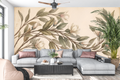 Vintage antique magnolia branch mural in an elegant traditional living room