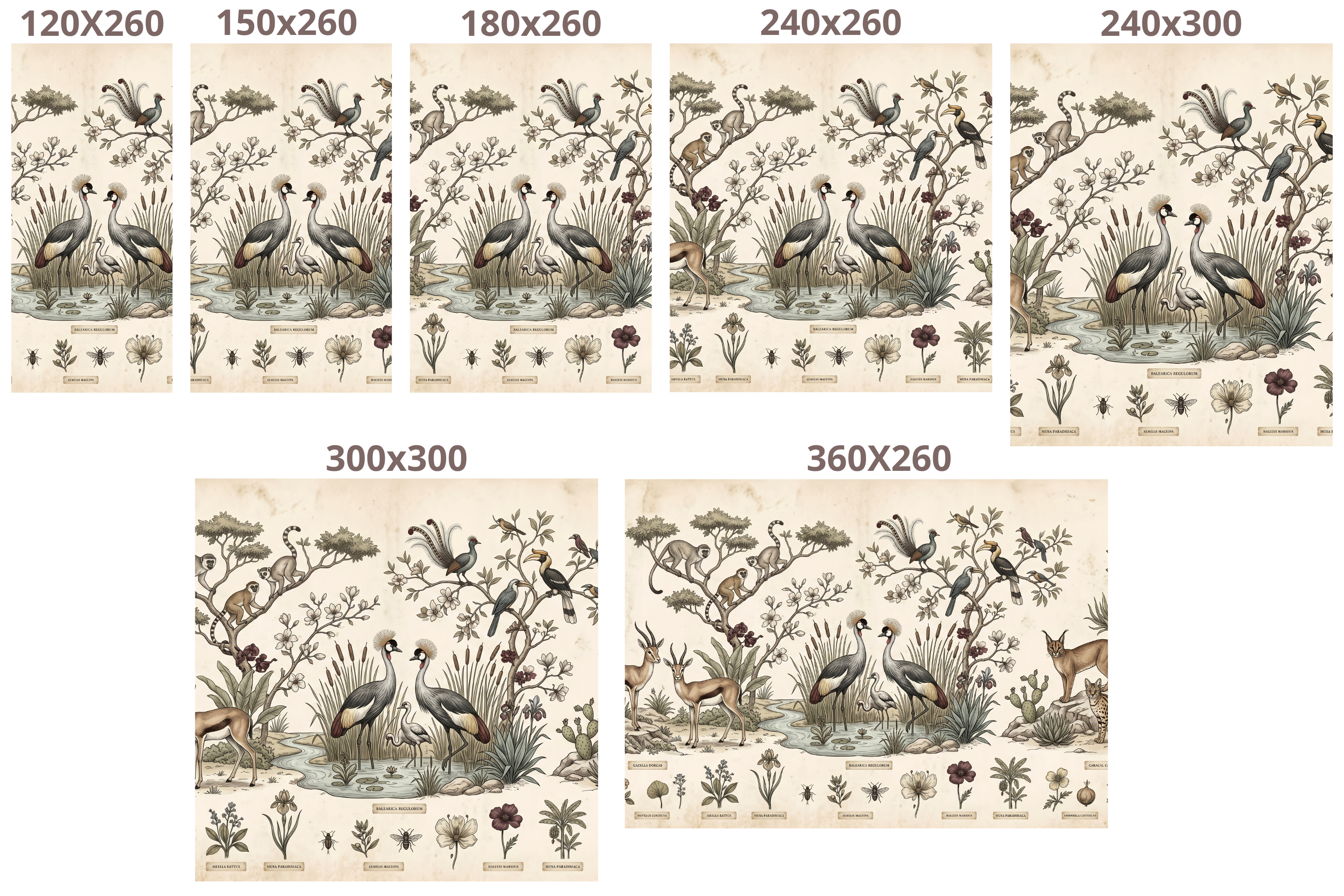 Vintage Natural History Encyclopedia WallMural Antique Botanical & Exotic Animal Wallpaper