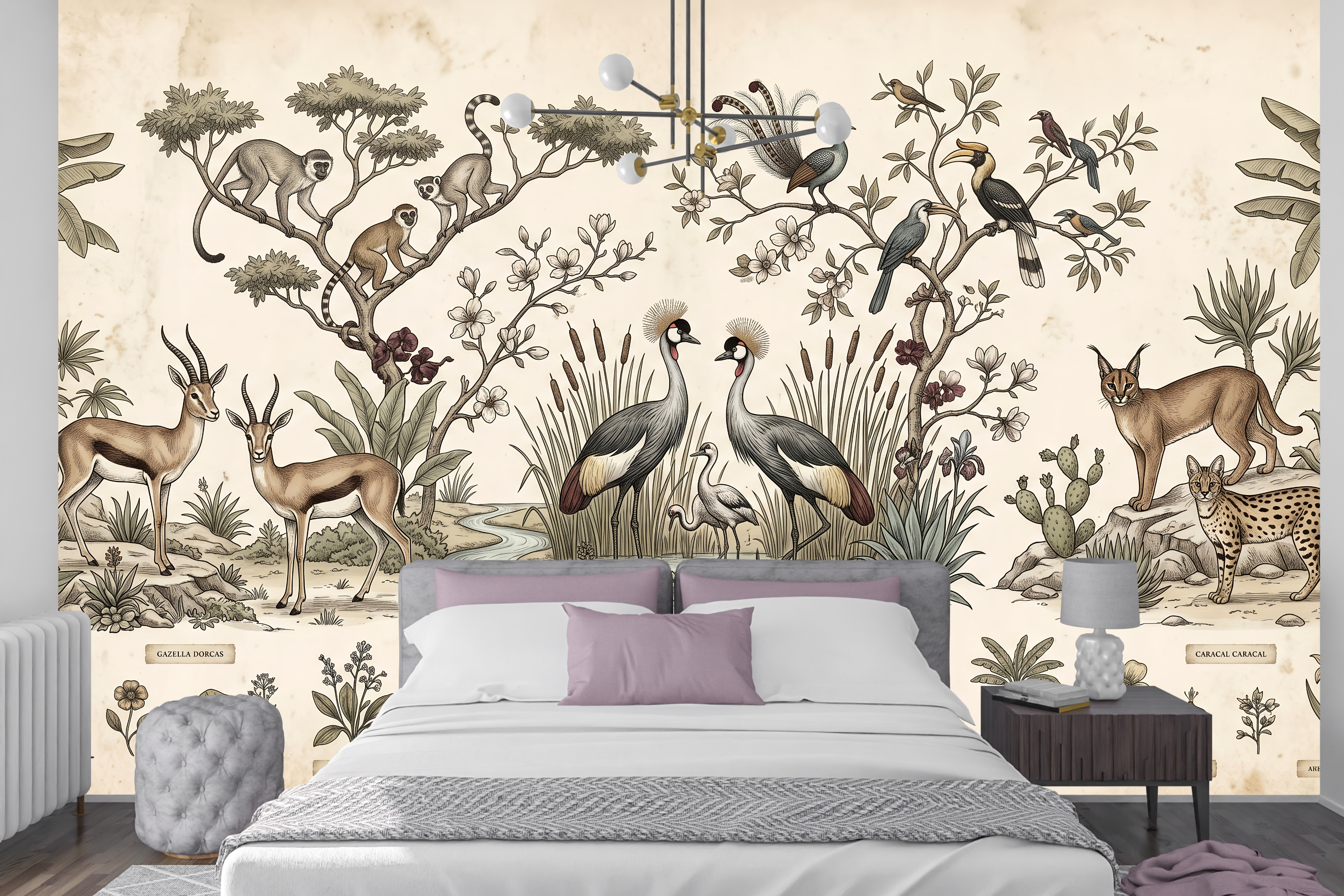 Vintage Natural History Encyclopedia WallMural Antique Botanical & Exotic Animal Wallpaper