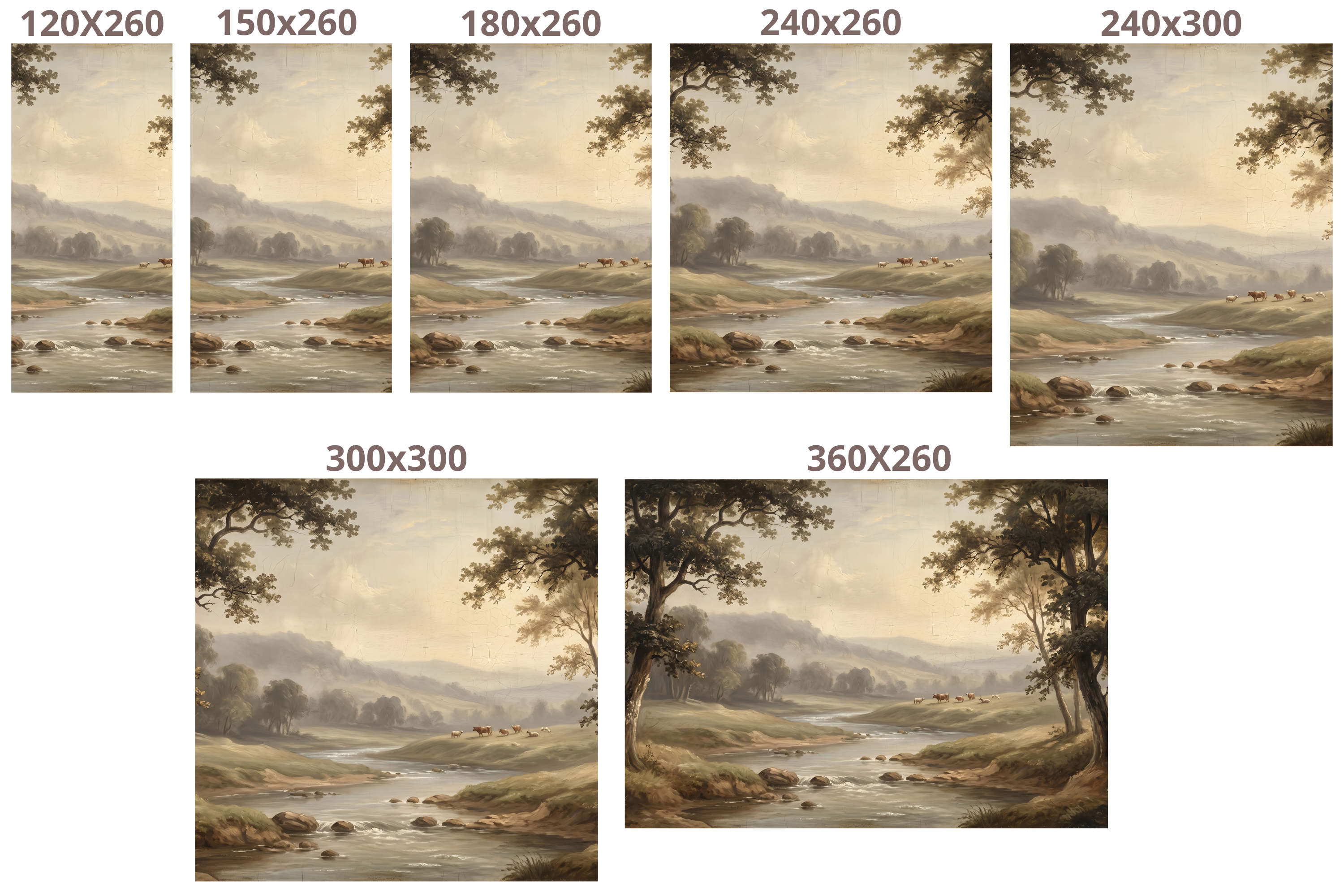 Vintage Pastoral River Landscape Wall Mural Antique Oil Painting Nature Rustic Wallpaper