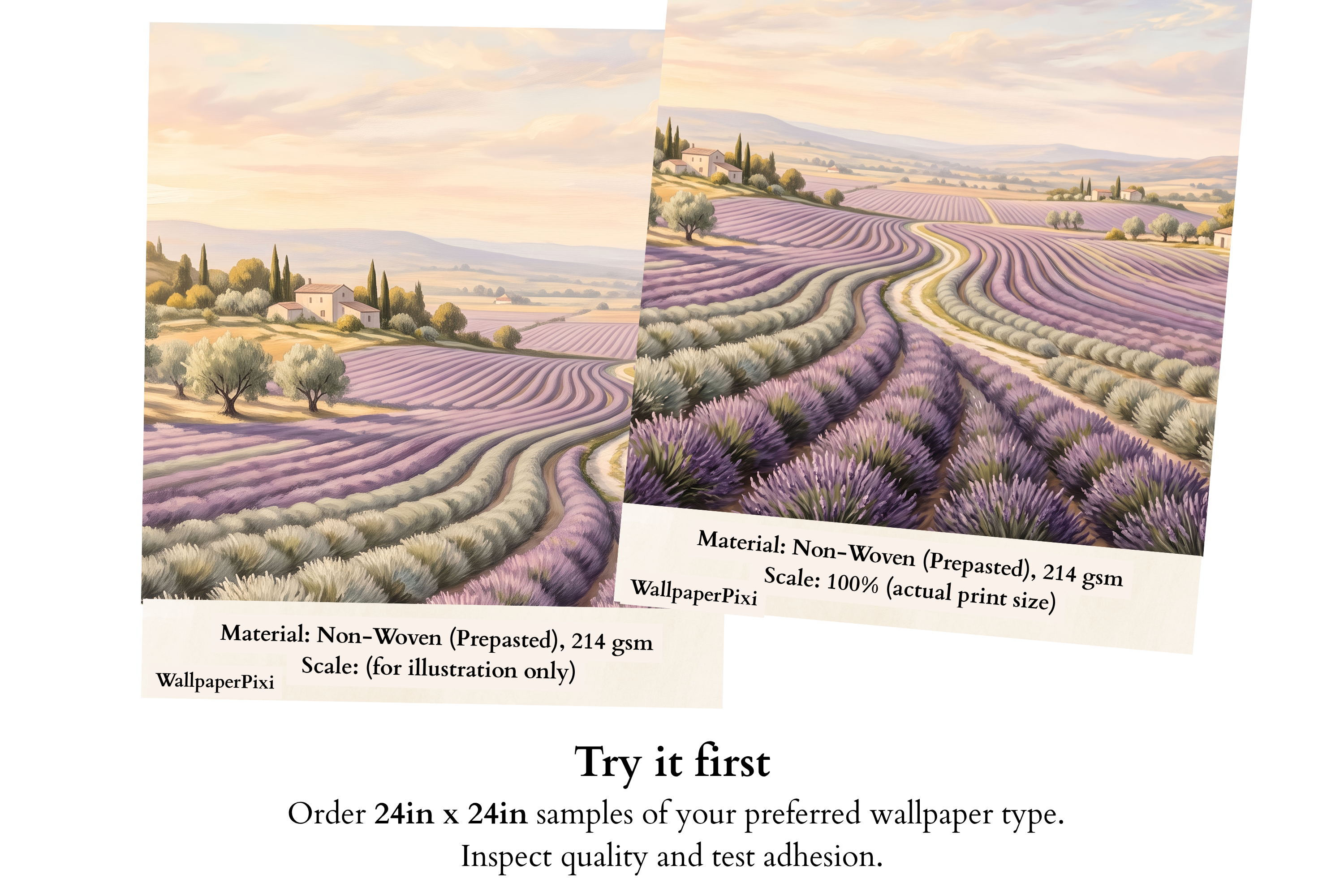 Vintage Provence Lavender Field Wall Mural Romantic French Countryside Landscape Wallpaper