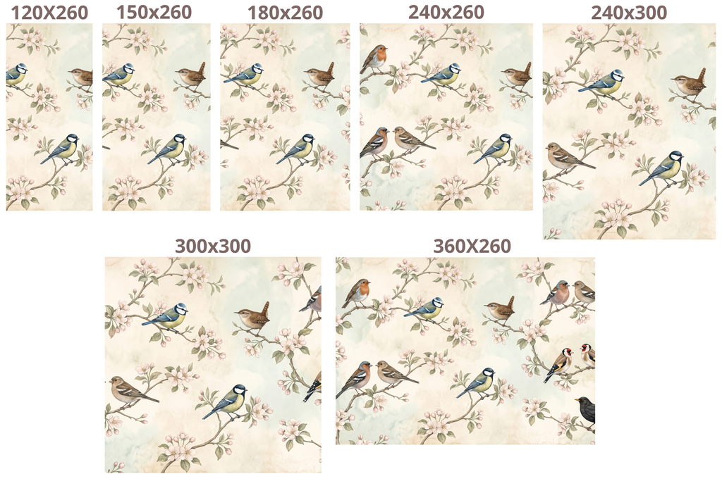 Vintage Spring Songbirds & Blossoms Wall Mural Botanical Garden Wallpaper