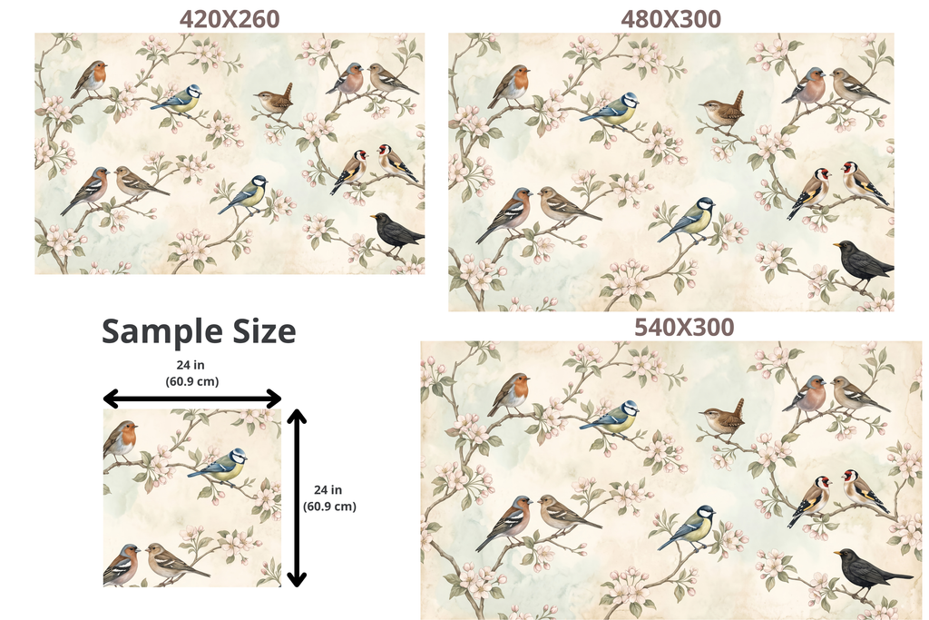Vintage Spring Songbirds & Blossoms Wall Mural Botanical Garden Wallpaper