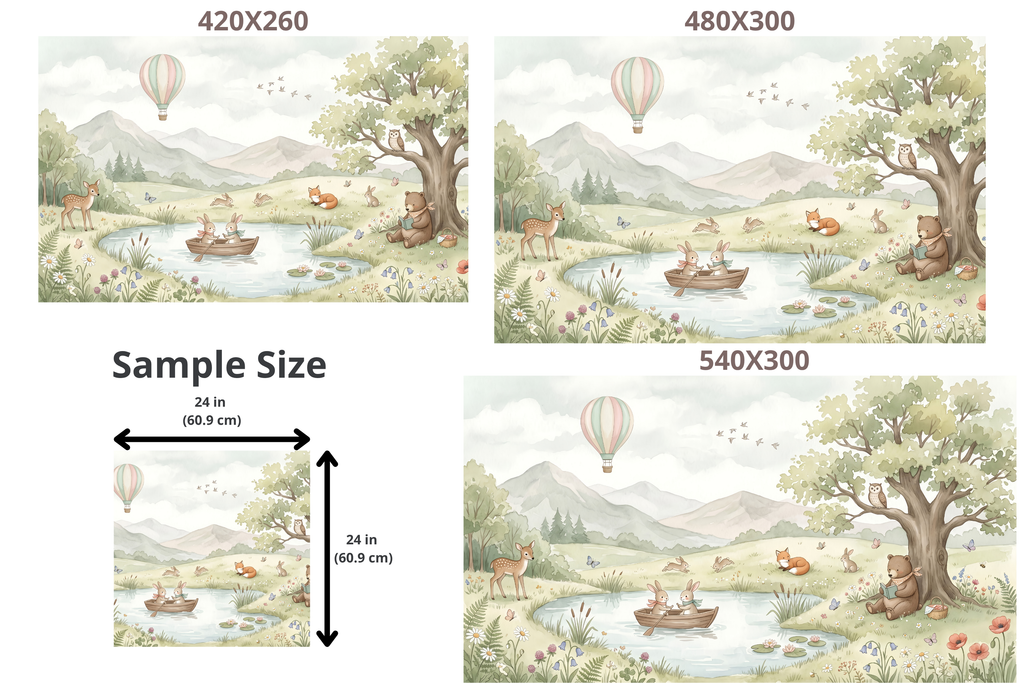 Watercolor Woodland Storybook Wall Mural Dreamy Forest Animal Nursery Wallpaper