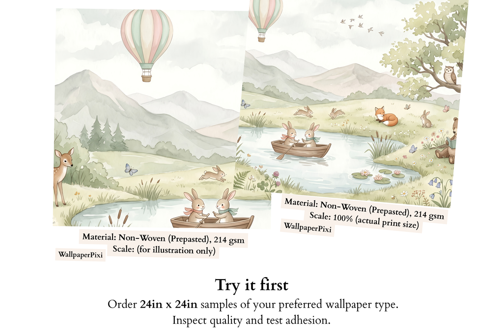 Watercolor Woodland Storybook Wall Mural Dreamy Forest Animal Nursery Wallpaper