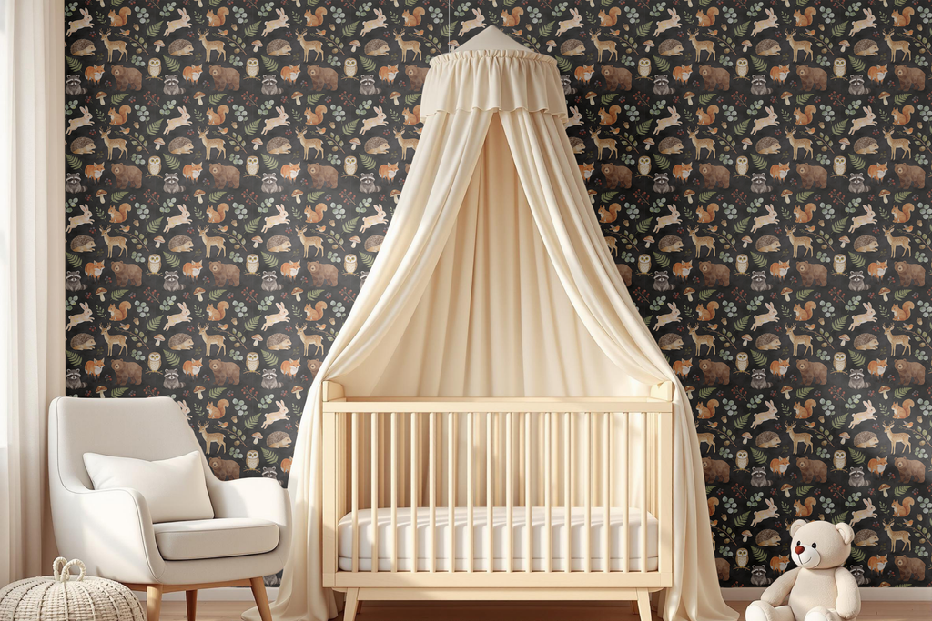 Woodland Animals Wallpaper Dark Forest Nursery Wall Decal