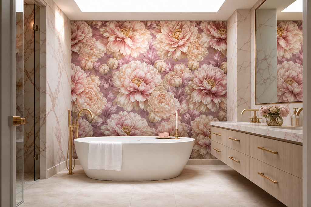 Peony Wallpaper Blush Pink Oversized Floral Bedroom Nursery