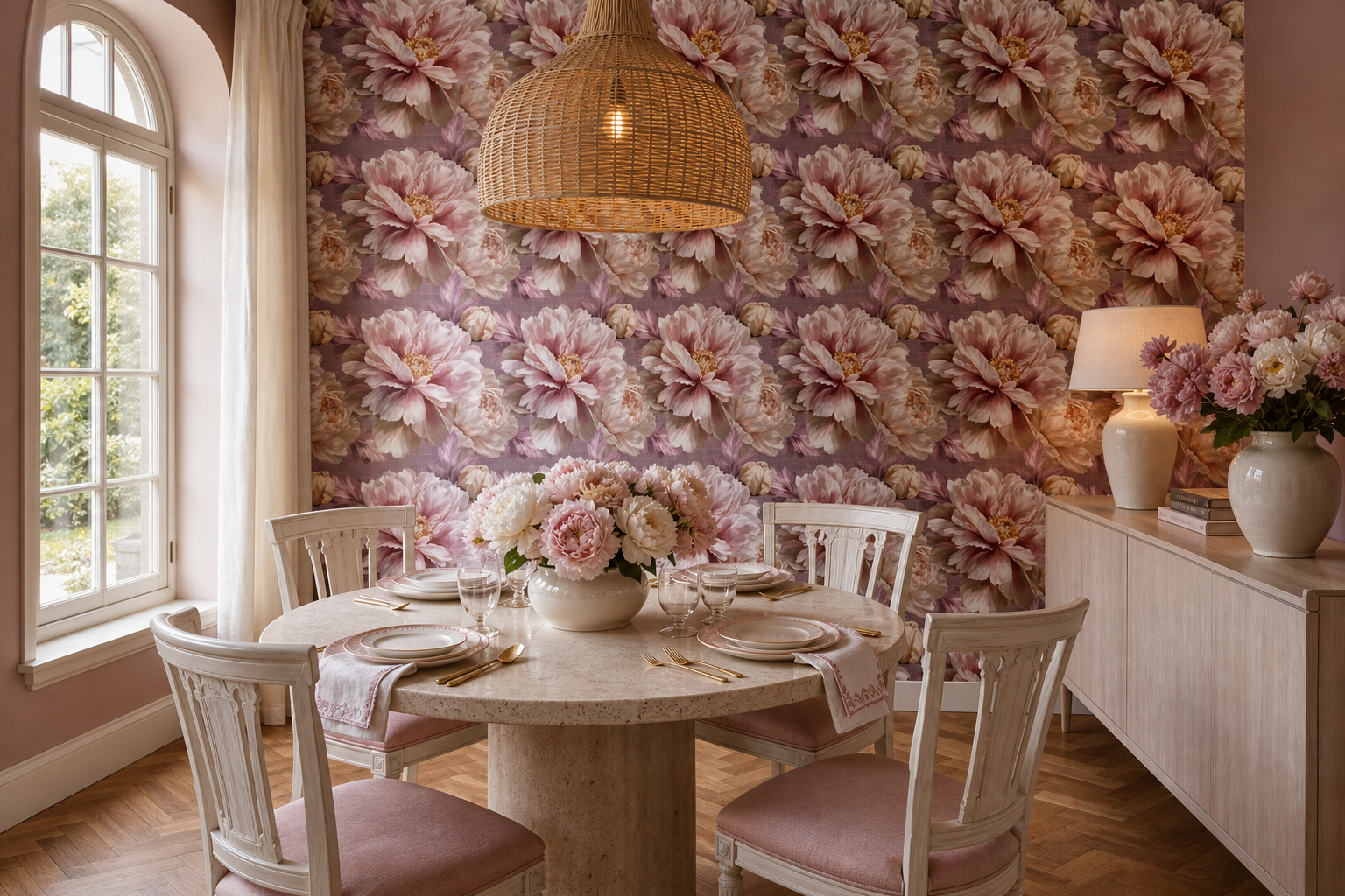 Peony Wallpaper Blush Pink Oversized Floral Bedroom Nursery