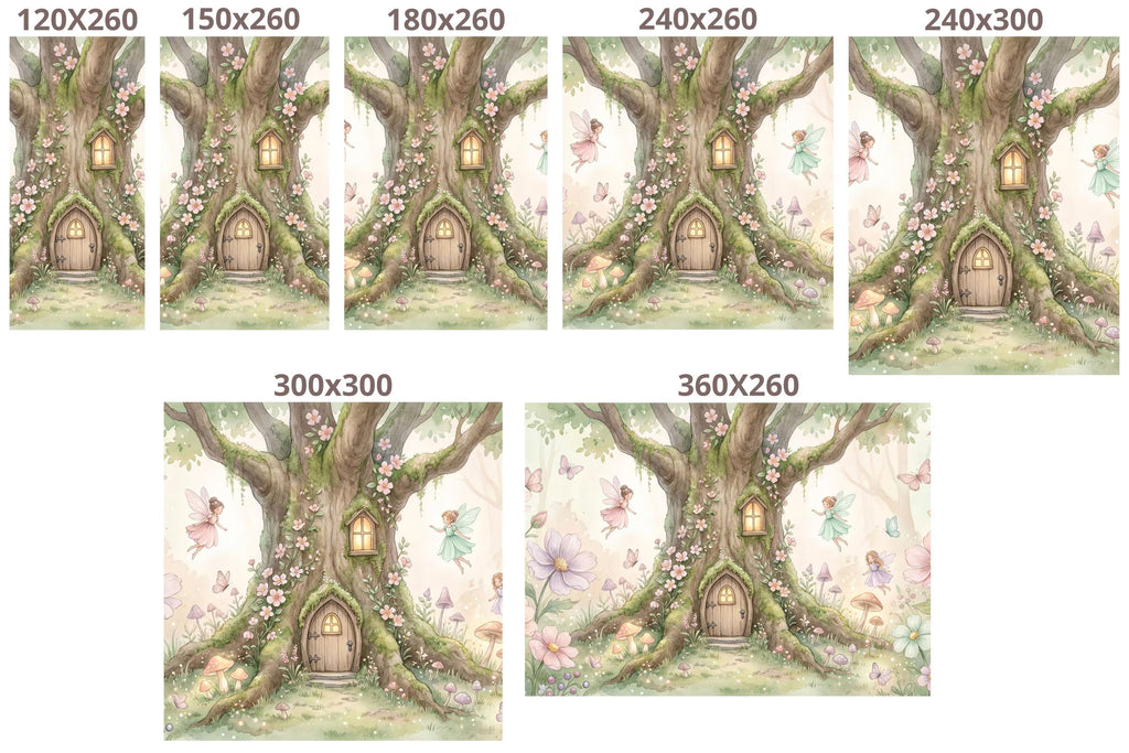 Enchanted Fairy Tree House Wall Mural | Watercolour Forest Nursery Design